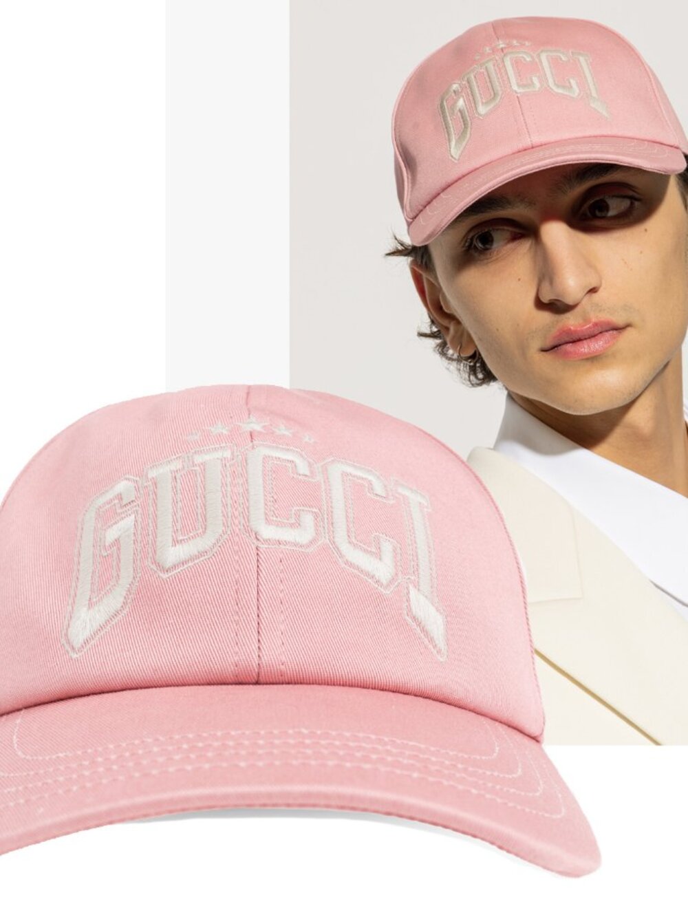 GUCCI HAT BASEBALL CAP PINK COTTON w LOGO EMBROIDERY UNISEX sz XL 60cm